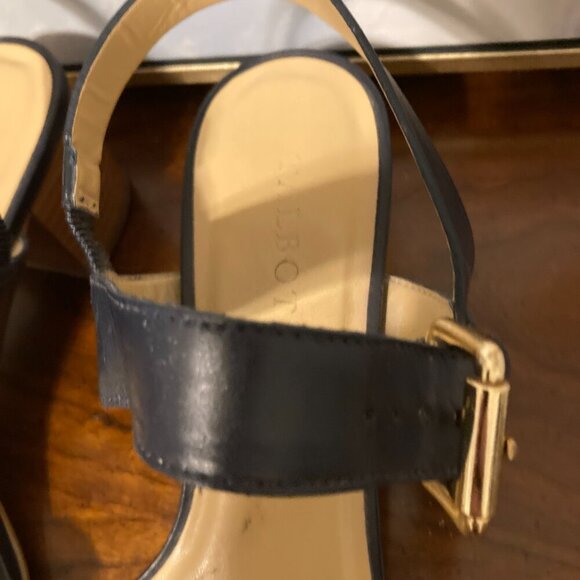 Talbots Black Kitten Heel Women Size 9 Open Toe Buckle Strap - Picture 12 of 12